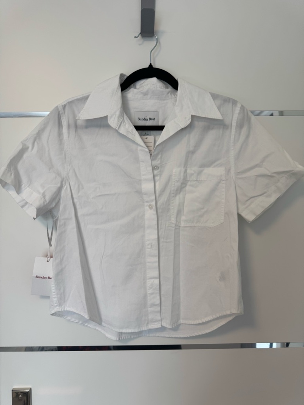 Sunday Best White Short Sleeve Collared Shirt with Pocket